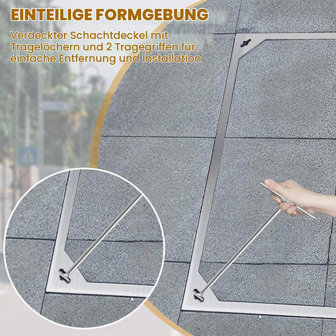 uyoyous Schachtabdeckung 300x300mm 201 Edelstahl Versenkte Schachtdeckel mit Rahmen Unsichtbare Scha