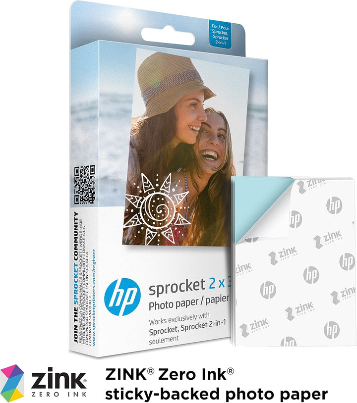 HP Sprocket tragbarer Instant-Fotodrucker, 5,1 x 7,6 cm, (Schwarz) Starterpaket