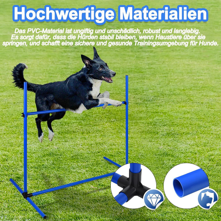 Agility Hürdenset für Haustier,4er Slalom Stangen Hunde Training Set mit Tragetasche,Höhenverstellba