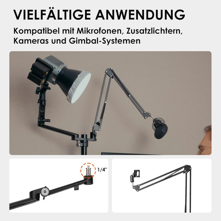 TARION Titanrig Arm Module Y: Kamera Tischstativ Overhead Stativ Tischhalterung Klemmstativ Flexibel