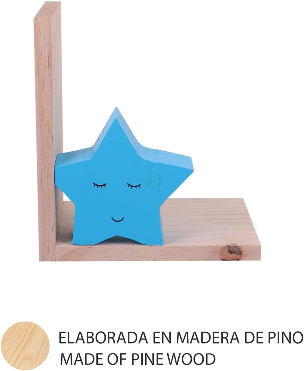 Nacnic Dekorativer Kinderbuchhalter mit blauem Sternen Design | Kinderbuchhalter im nordischen Stil