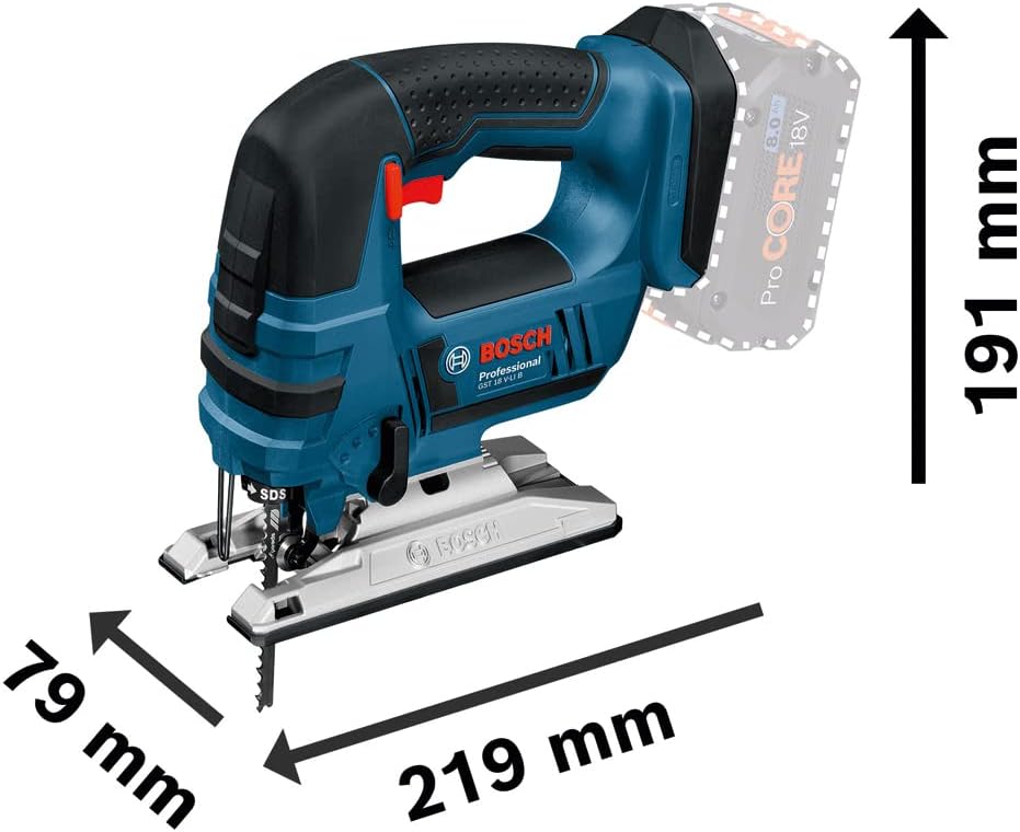 Bosch Professional 18V System Akku Stichsäge GST 18 V-LI B (Bügelversion, Schnitttiefe in Holz/Alu/M