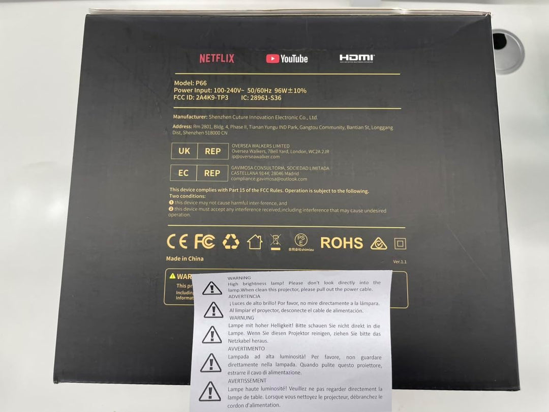 Smart Beamer【Google TV & 30W Lautsprecher】Beamer 4K Heimkino Unterstützt Autofokus/6D Trapezkorrektu