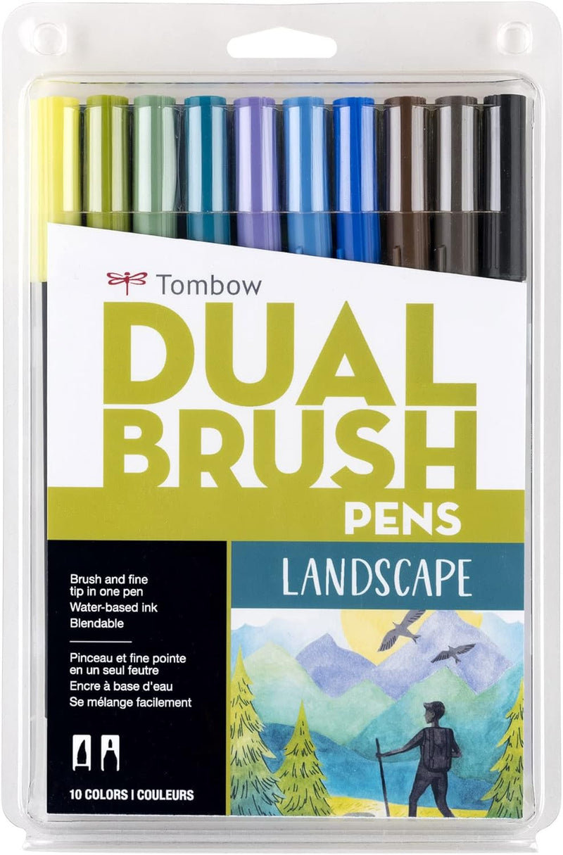 Tombow 56169 Dual Brush Pen Art Marker, Querformat, 10 Stück Mischbare, Pinsel- und feine Spitze
