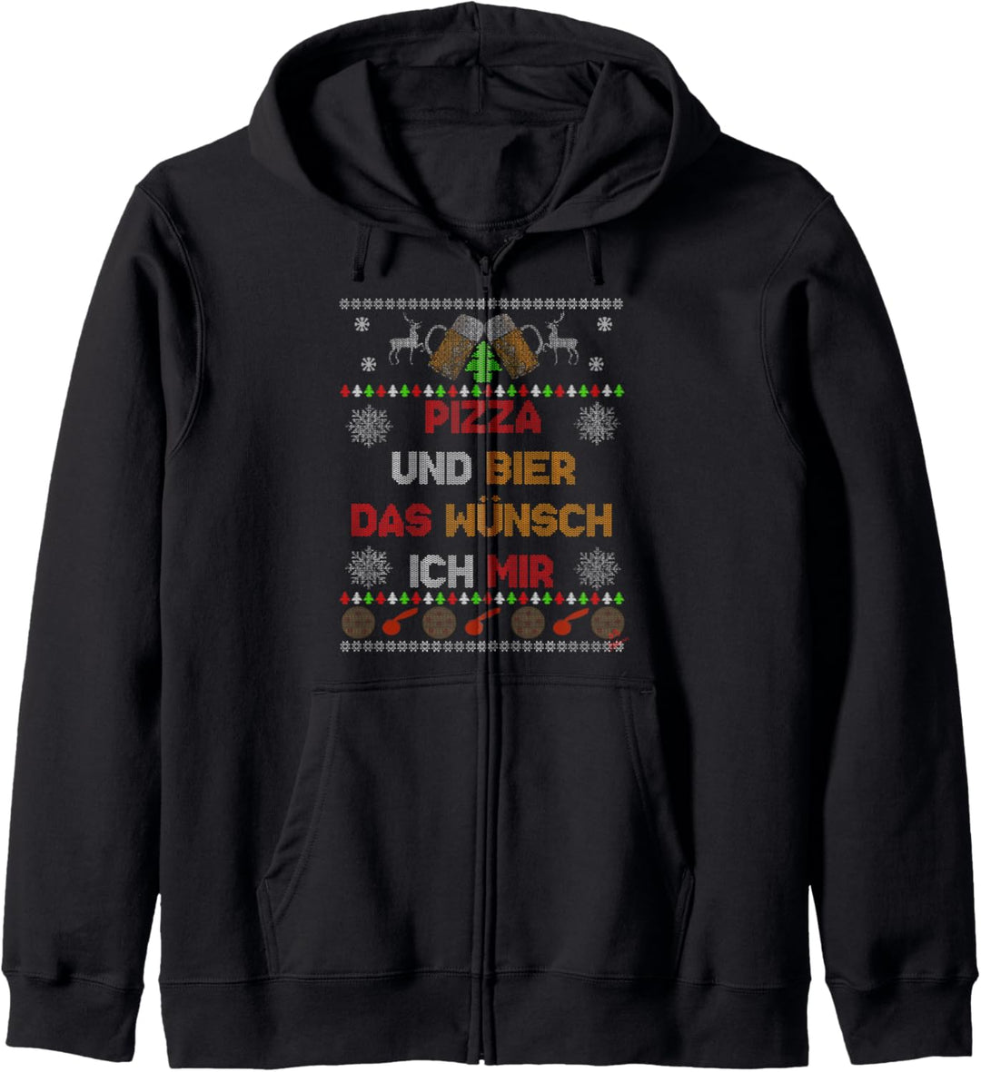 Bier und Pizza Weihnachtspullover Ugly sweater lustiges Bier Kapuzenjacke