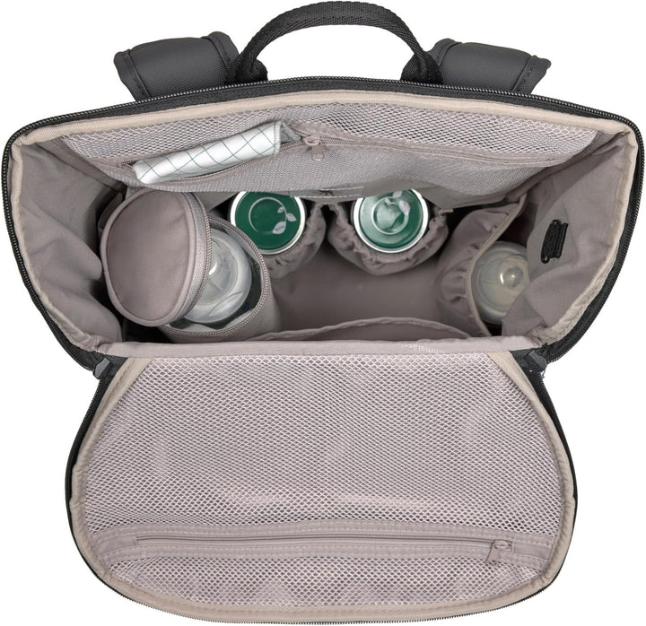 LÄSSIG Baby Wickelrucksack mit Wickelunterlage, Kinderwagenbefestigung und Flaschenhalter/GRE Slende