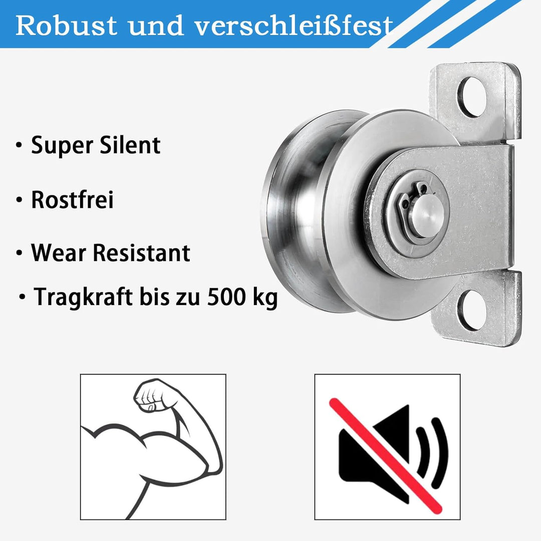 48mm Umlenkrolle Stahlseil, Umlenkrollen für Seile, Seilrolle mit 2 Kugellager | 2 Stück 2 48mm-2K,