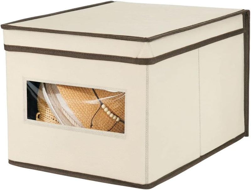 mDesign 6er-Set Stoffbox – praktische Aufbewahrungsbox mit Deckel und Sichtfenster für Schlaf-, Wohn
