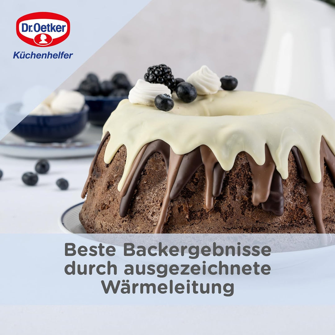 Dr. Oetker Guglhupf Backform Ø 22 cm Back-Liebe Emaille – Schnitt- & Kratzfeste Gugelhupf Form mit E