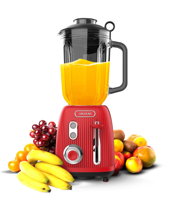 Cecotec Standmixer Retro Power Black Titanium RetroRed. 1200W Maximale Leistung, 2 Geschwindigkeiten