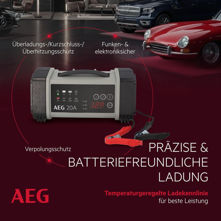 AEG 97025 Mikroprozessor Batterie Ladegerät LT 20 Ampere für 12/24 V, 9-stufig, Power-Supply, automa
