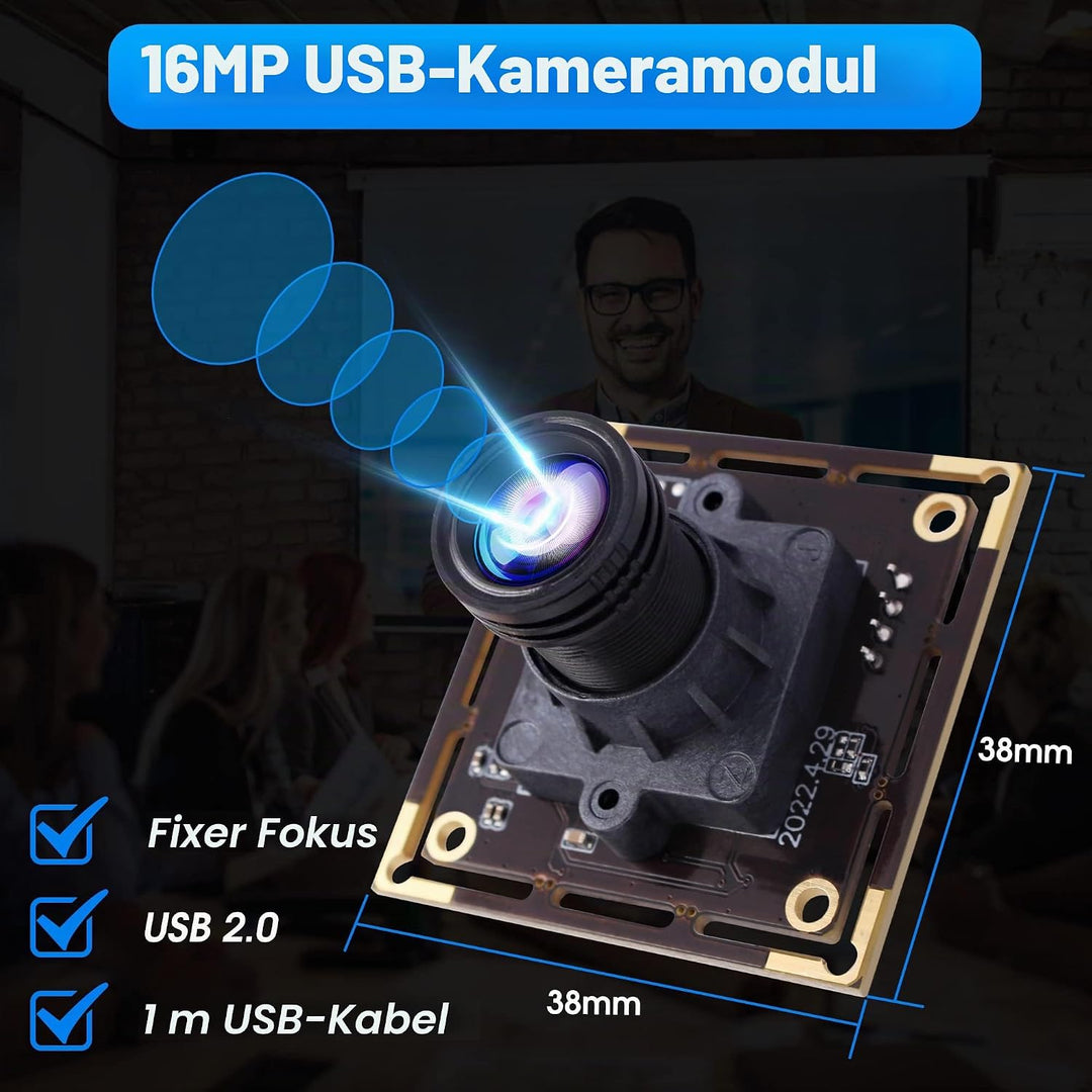 ELP 16MP USB-kameramodul Ultra HD 3496P USB-Kamera mit IMX298 Bildsensor Webcam, Plug and Play Embed