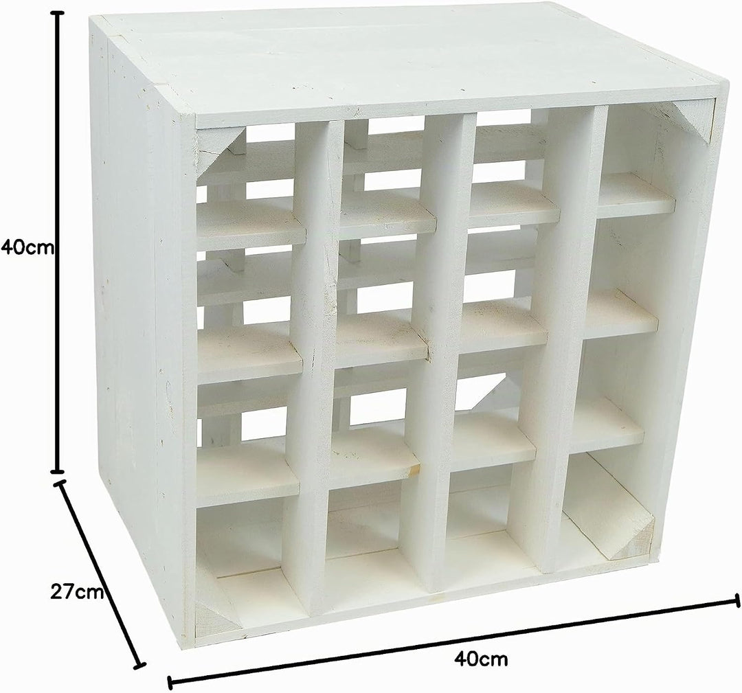 Kistenkolli Altes Land Weinregal 16er Weiss Masse 40x40x27cm Flaschenablage Weinregal Apfelkiste/Wei