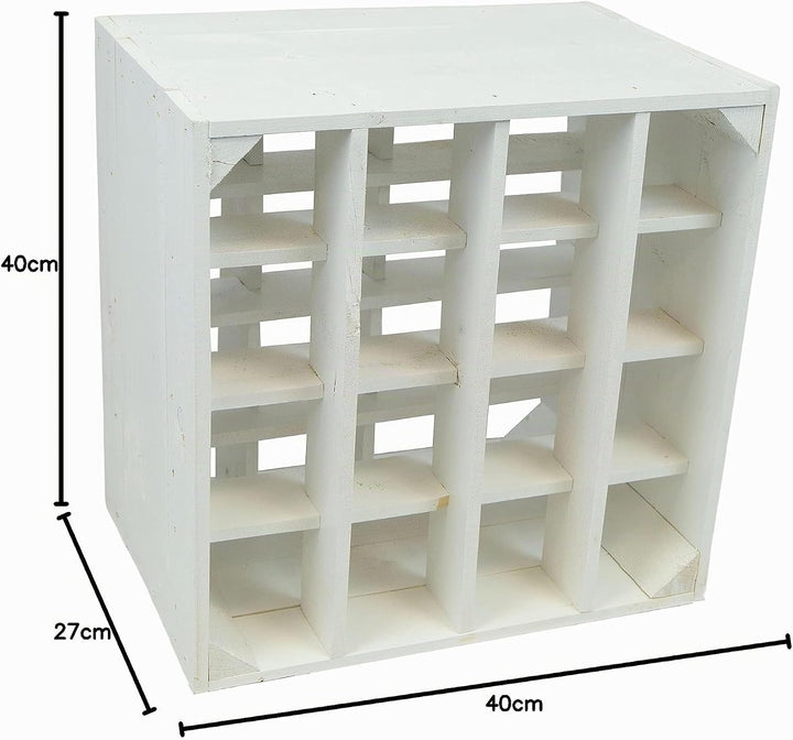 Kistenkolli Altes Land Weinregal 16er Weiss Masse 40x40x27cm Flaschenablage Weinregal Apfelkiste/Wei