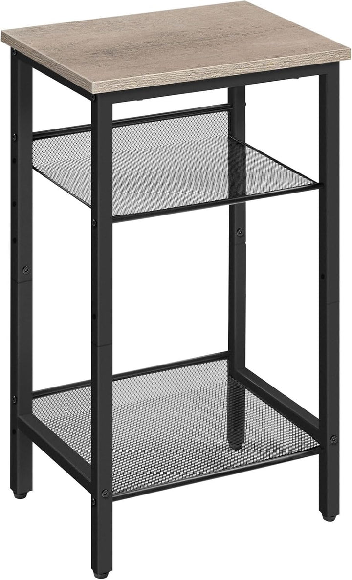 HOOBRO Beistelltisch, Telefontisch mit 2 verstellbaren Gitterablagen 45 x 35 x 75 cm, Sofatisch, Kaf