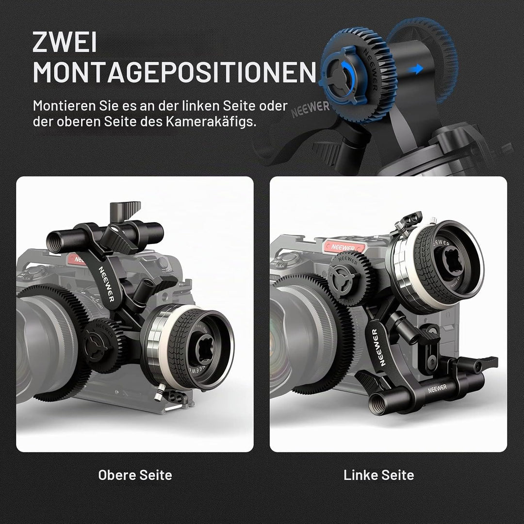 NEEWER Mini Follow Focus mit A/B Anschlägen, Objektiv Zahnkranz,15mm Stab &amp; Stabklemme für Filmkamer