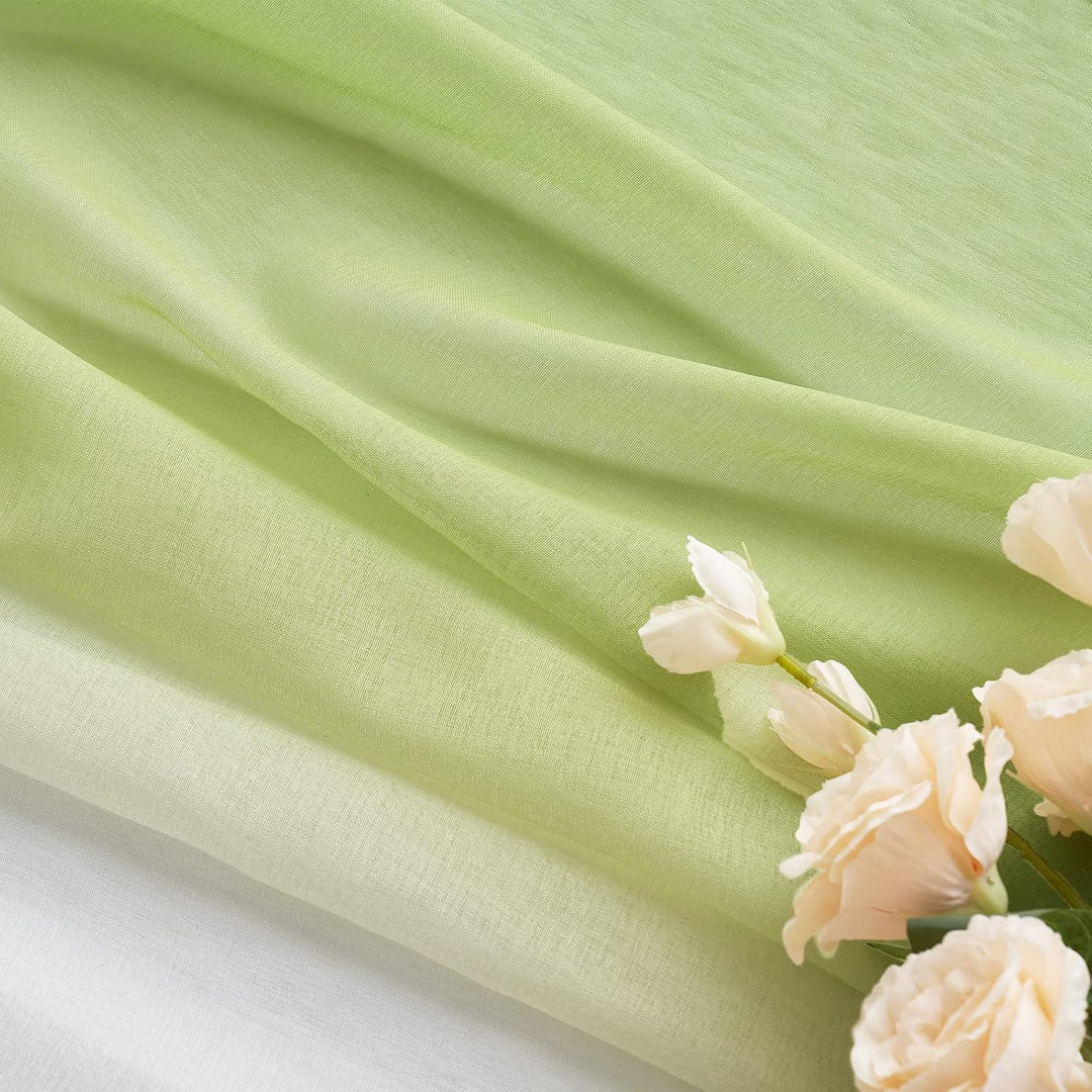 MIULEE Set of 2 Voile Curtains, Two-Tone Curtain with Eyelets, Transparent Curtain, Eyelet Curtain,