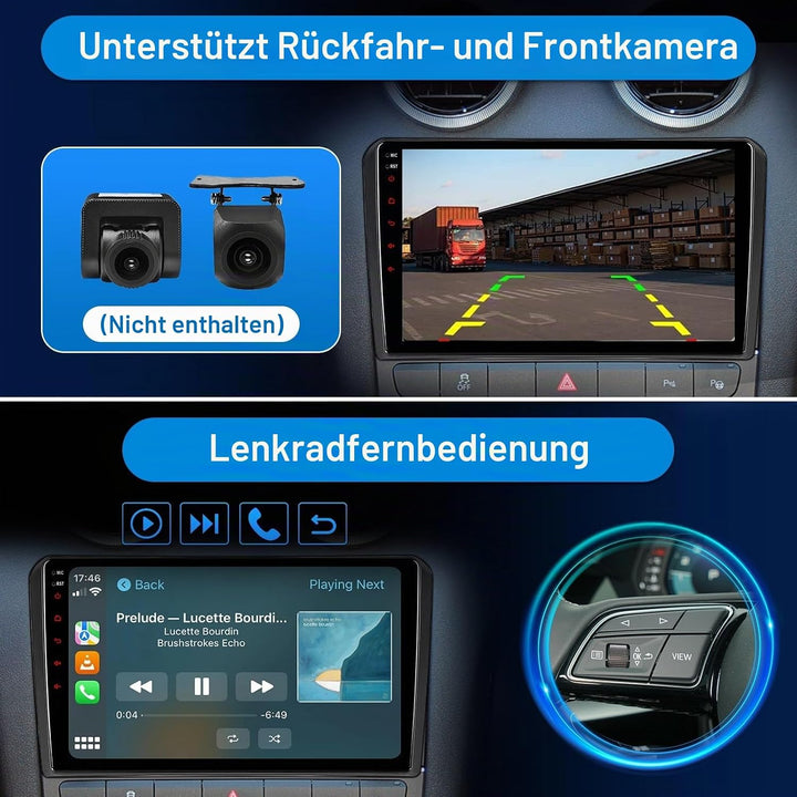 Android Autoradio mit Bildschirm für Audi A3 S3 RS3, 8-Core 4GB+64GB Wireless Android Auto Carplay A
