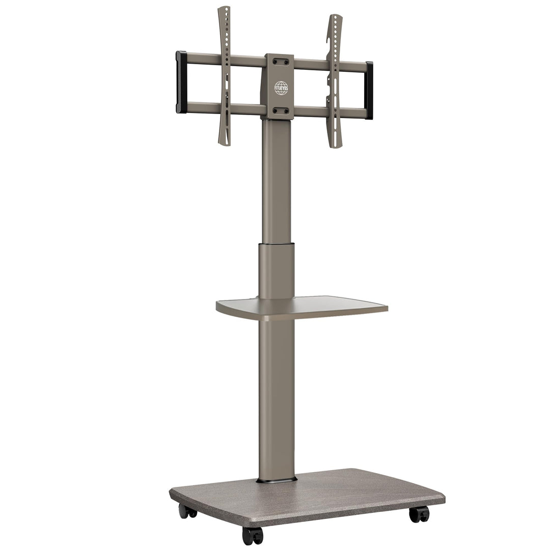 FITUEYES TV Bodenständer Rollbar mit Holzablage TV Standfuss TV Ständer Fernsehstand mit Rollen höhe