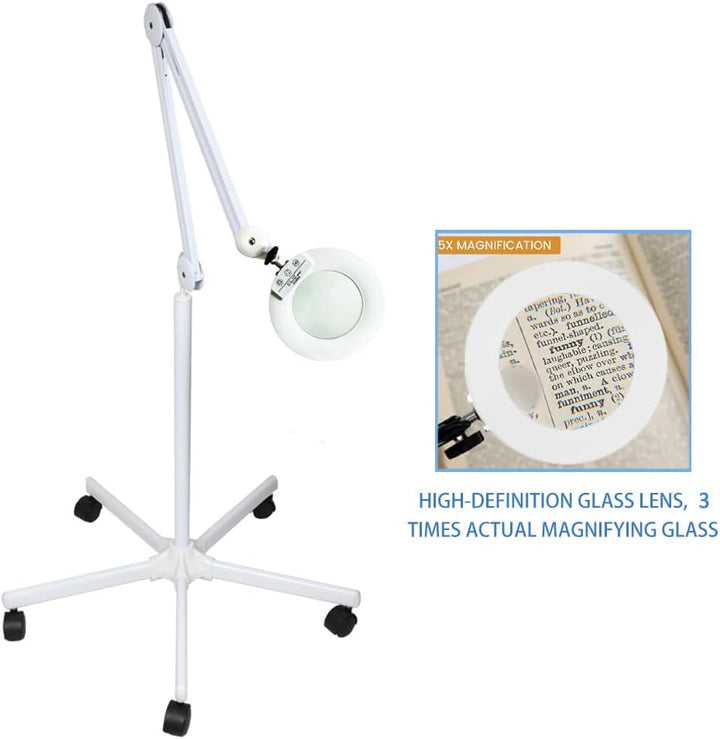 Concise Home LED Lupenlampe mit RollStativ Dioptrien Kosmetikleuchte Lupenleuchte