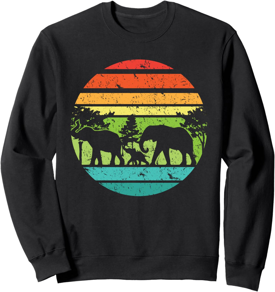 Vintage I Elefant Sonnenuntergang Silhouette Retro Elefanten Sweatshirt