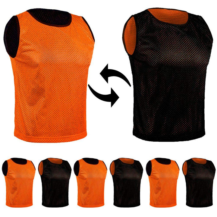 SPORTSBIBS 6X Fussball Leibchen für Kinder und Erwachsene - Set von 6 Stück - Wendeleibchen 2-Farbig