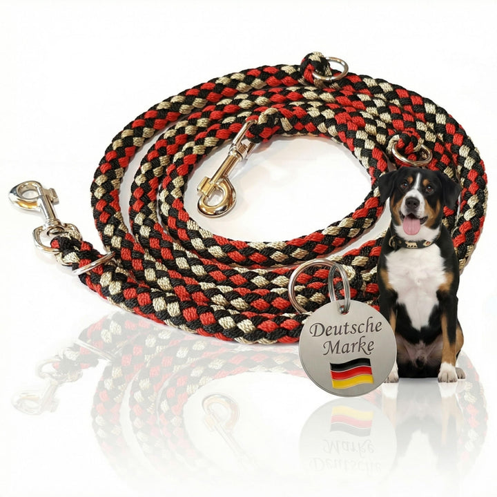 Geflochtene Hundeleine für grosse Hunde bis 60 kg | 4-Fach verstellbare Führleine | 2,80 m lang | Du