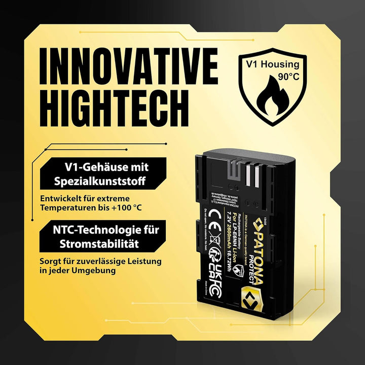PATONA 2X Protect LP-E6NH Akku 2600mAh mit NTC-Sensor und V1 Gehäuse kompatibel mit Canon LPE6NH LP-