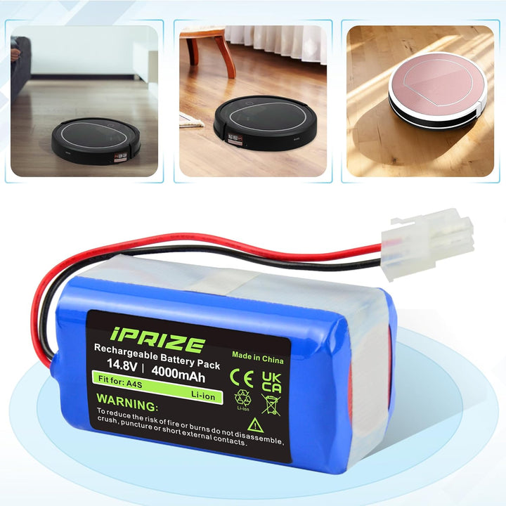 iPrize 14.8V 4000mAh Ersatzakku für iLife A4, A4s, A6, V7, V7s Plus, V7s Pro, X620 Staubsauger Haush