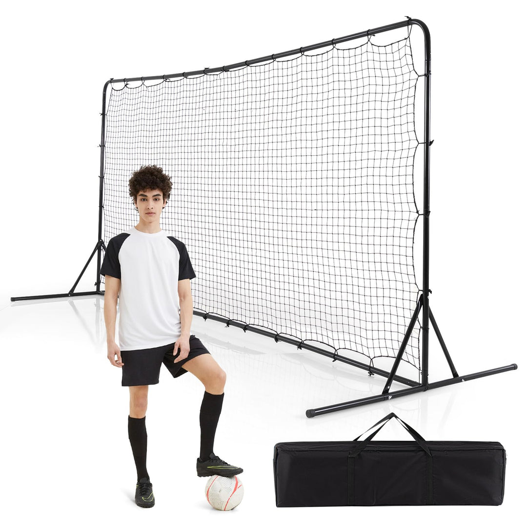GYMAX Kickback Fussball Rebounder Tor, 372,5 x 182,5 cm, klappbar Kickback Tor, Fussballtor mit vers