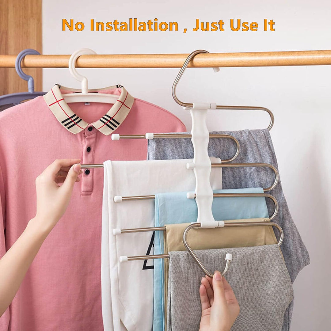 [Upgrade] Azeroth Hosenbügel, platzsparend, S-Typ, Edelstahl, Anti-Rutsch-Design, Kleiderschrank, Or