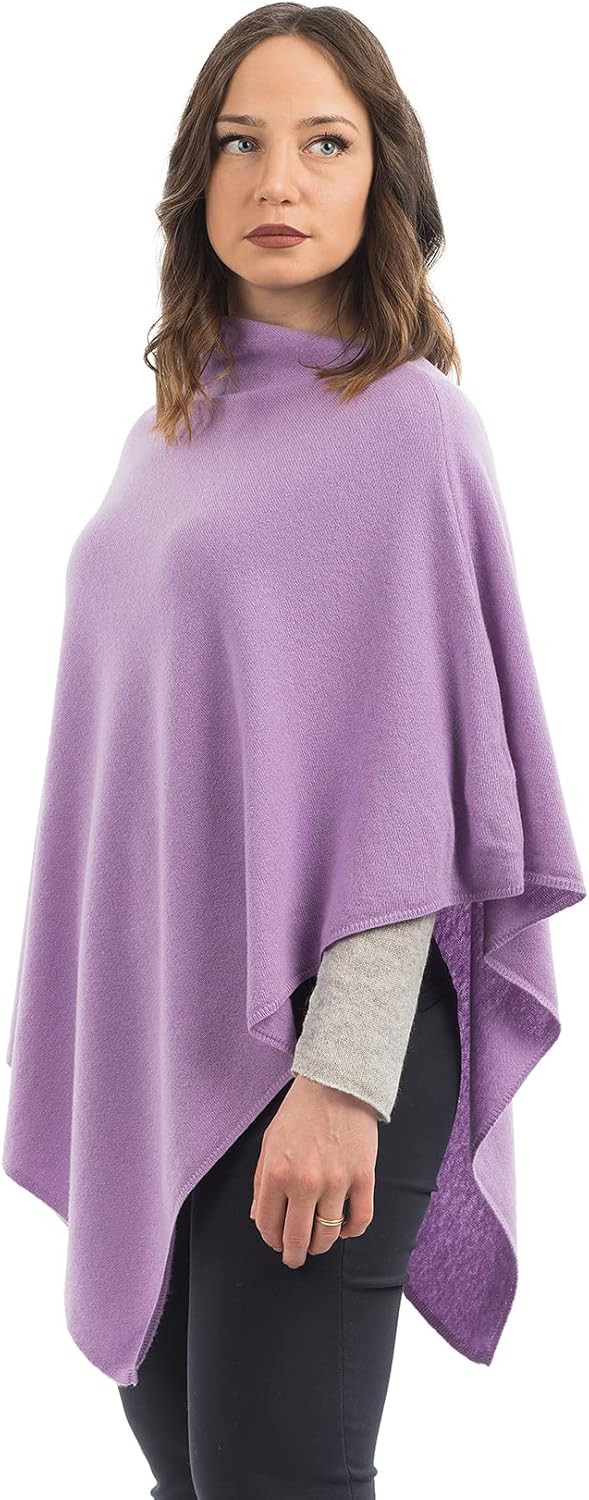 Dalle Piane Cashmere - Poncho aus Kaschmir-Gemisch - Made in Italy - Damen Einheitsgrösse Flieder, E