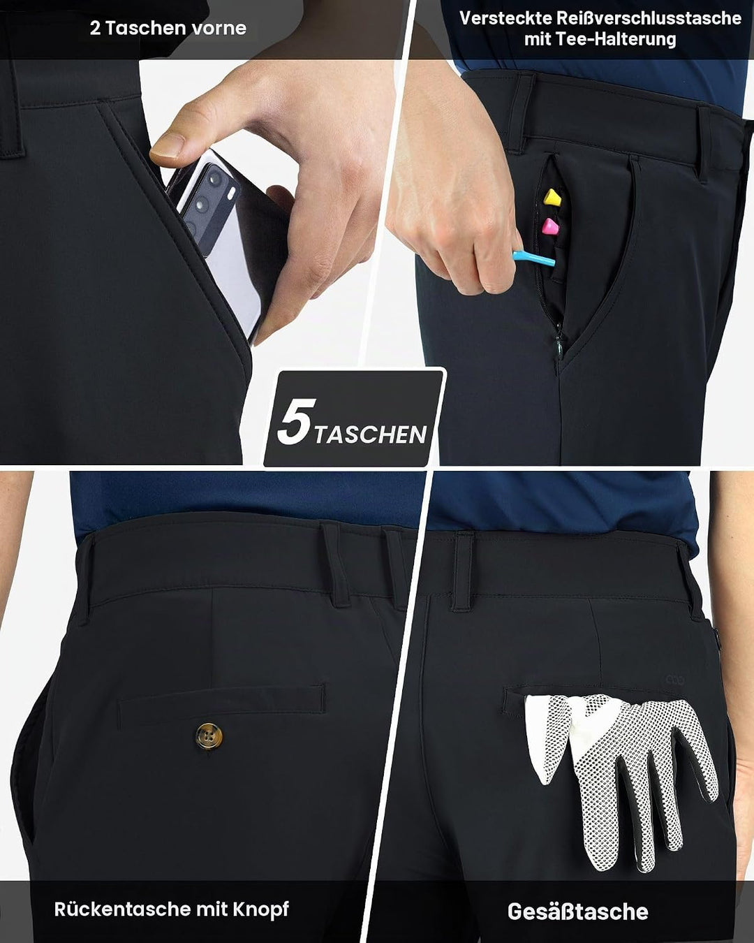 33,000ft Herren Golfhosen Atmungsaktive Stretch Hose für Männer Schnelltrockende Stretch Lange Golfh