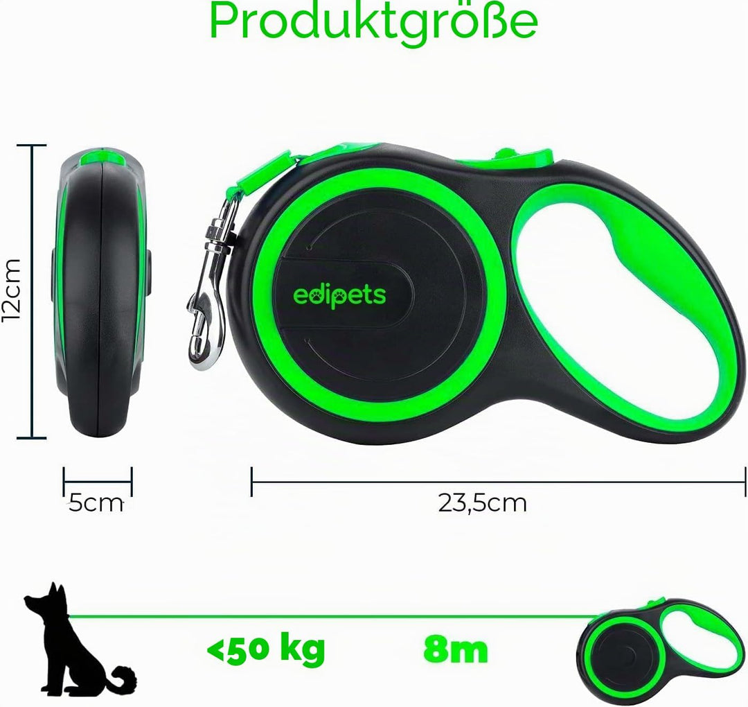 Edipets, Hundeleine, Ausziehbar, Einziehbar, 3, 5 und 8 Meter, Flexibles Band für Rechts- und Spazie
