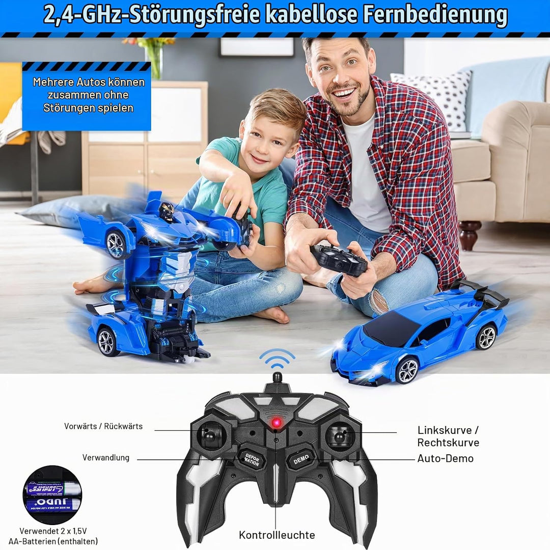 Highttoy Ferngesteuertes Auto für Kinder, 2.4GHz Verformung Roboter RC Auto mit Gestenerfassung, Lic