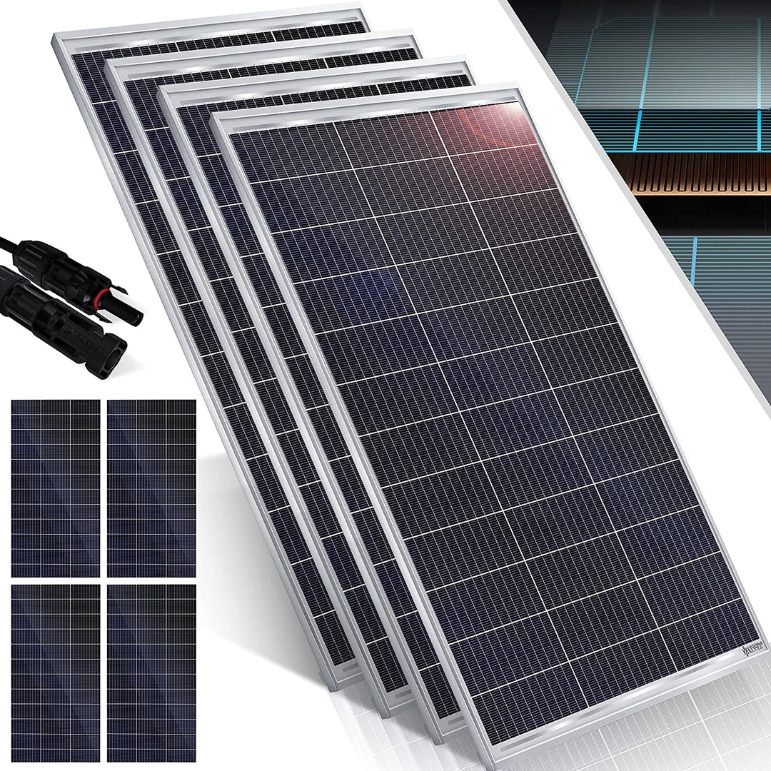 KESSER® Solarpanel 4er Set Monokristallin Solarmodul Solarpanel - 165W 18 V für 12 V Batterien, Phot