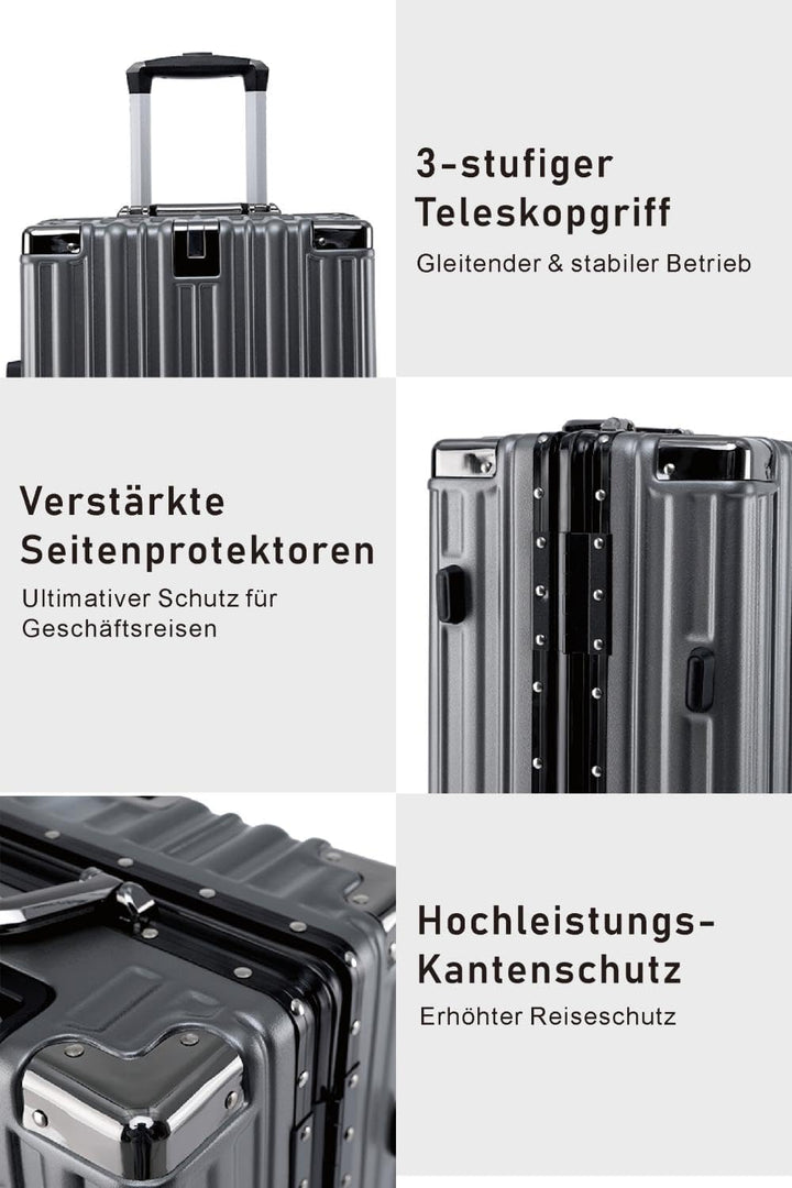 Aoliwei Mittelgrosser Koffer M 67cm - Alurahmen Hartschalenkoffer aus 100% Polycarbonat, ca. 65L - P