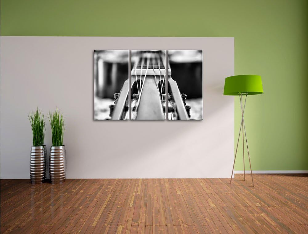 Pixxprint Gitarrensaiten als Leinwandbild/Grösse: 3 Teilig (120x80) cm/Wandbild/Kunstdruck/fertig be