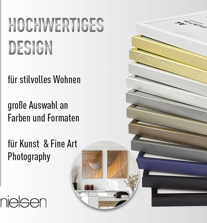 nielsen Bilderrahmen, 18 x 24 cm, Aluminium, Gold matt, Fotorahmen zum Auftstellen und Aufhängen im