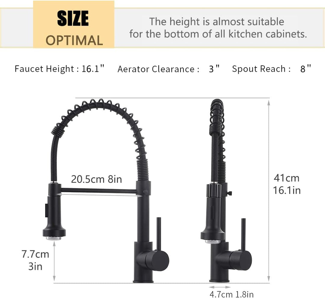 TIMACO LED Schwarz Küchenarmatur mit Spiralfeder,Wasserhahn Küchen 360°Schwenkbare Spültischarmature
