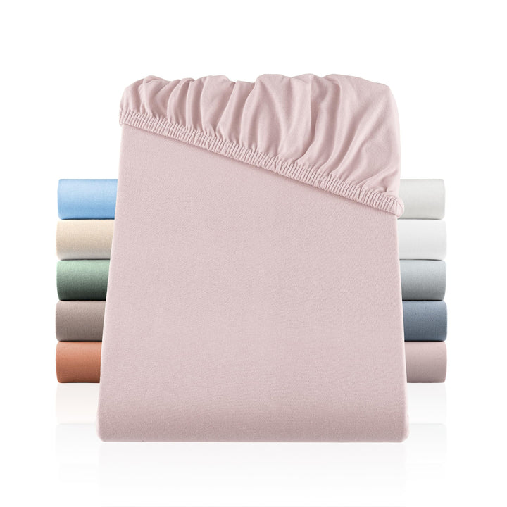 BaSaTex Bio Jersey Premium Spannbettlaken | Spennbetttuch für Wasserbetten und Boxspringbetten | 97%
