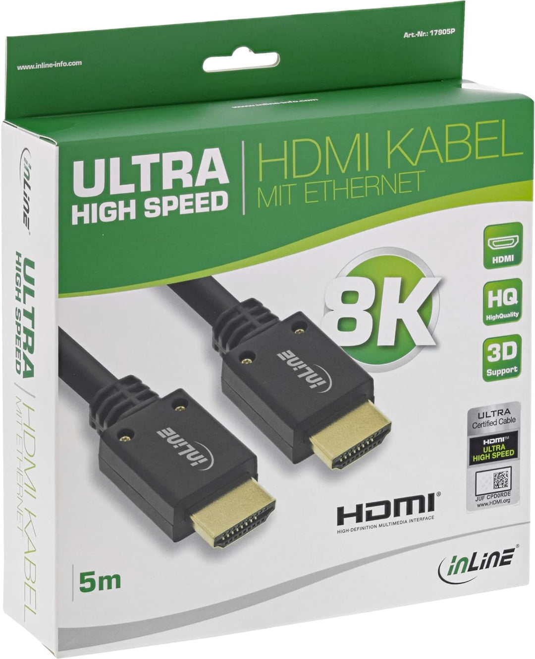 InLine® HDMI Kabel, Ultra High Speed HDMI Kabel, 8K4K, Stecker/Stecker, 5m