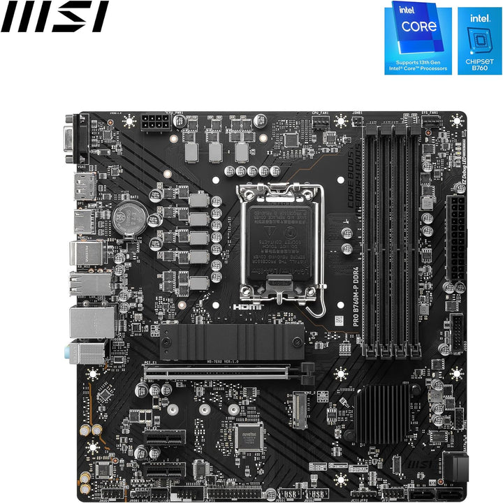 MSI PRO B760M-P DDR4 Mainboard, Micro-ATX - Unterstützt Intel 12th & 13th Gen Core Prozessoren, LGA