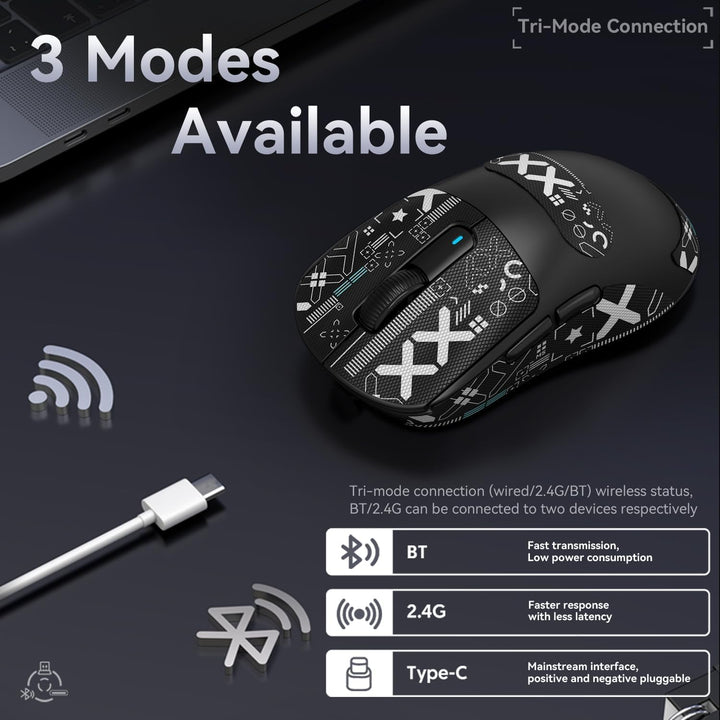 ATTACK SHARK X3 Pro 4K/8K Hz Maus, 49 g SUPERLEICHT, PixArt PAW3395 Gaming-Sensor, BT/2,4G kabellose