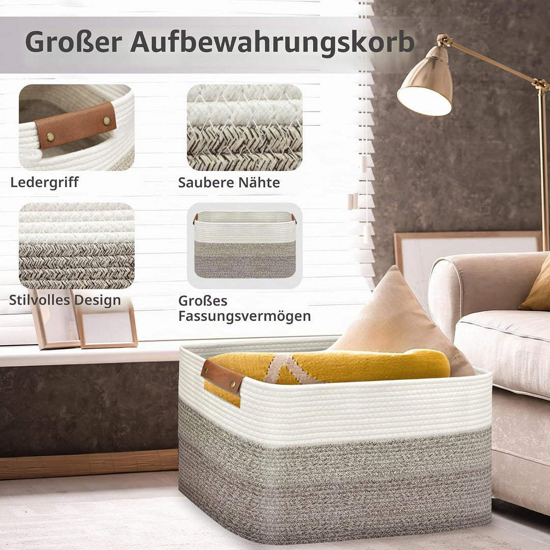 Goodheim Grosser faltbarer Wäschekorb, Wäschekorb für Decke, Spielzeug, Handtücher, gewebte Körbe zu