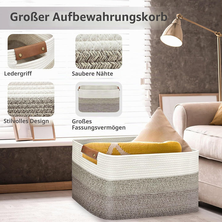 Goodheim Grosser faltbarer Wäschekorb, Wäschekorb für Decke, Spielzeug, Handtücher, gewebte Körbe zu