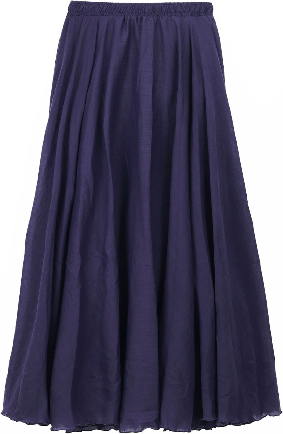 Damen Maxirock Baumwolle Lange Rock Tellerrock Doppelt Schicht Elastischer Bund 34-42 Blau - Dunkelb