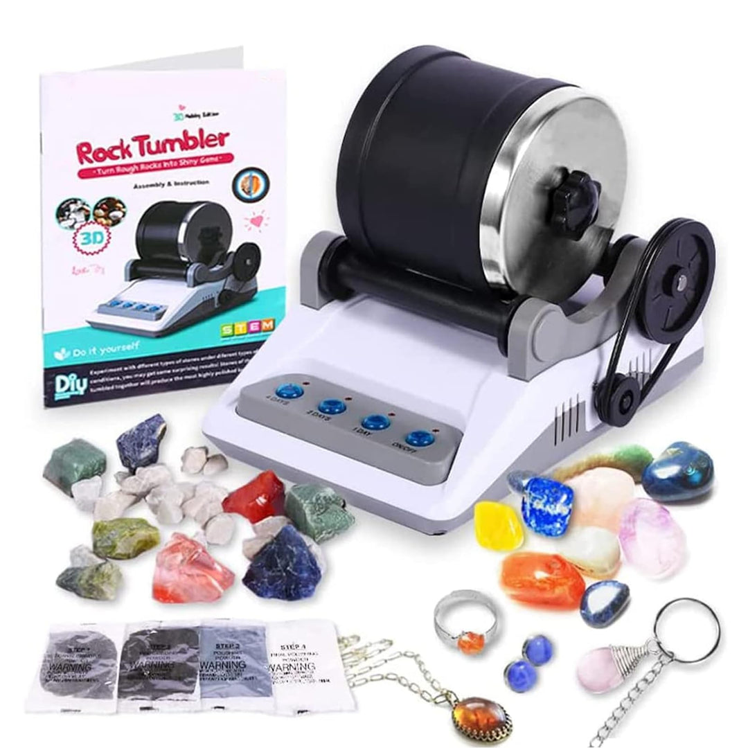 Rock Tumbler Kit, Starter Komplettes Steinpolierer Set, Rock Polierset mit 7-Tage-Timer DIY Edelstei
