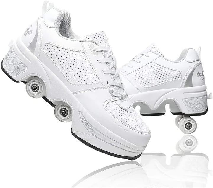 LDRFSE Schuhe mit Rollen, Rollschuhe Skateboard Schuhe Kinderschuhe Mit Rollen Skate Shoes Rollen Sc