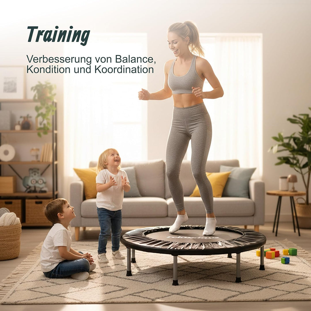 Relaxdays Indoor Trampolin, Ø 95 cm, faltbares Minitrampolin bis 100 kg, Sport & Gymnastik, Fitnesst